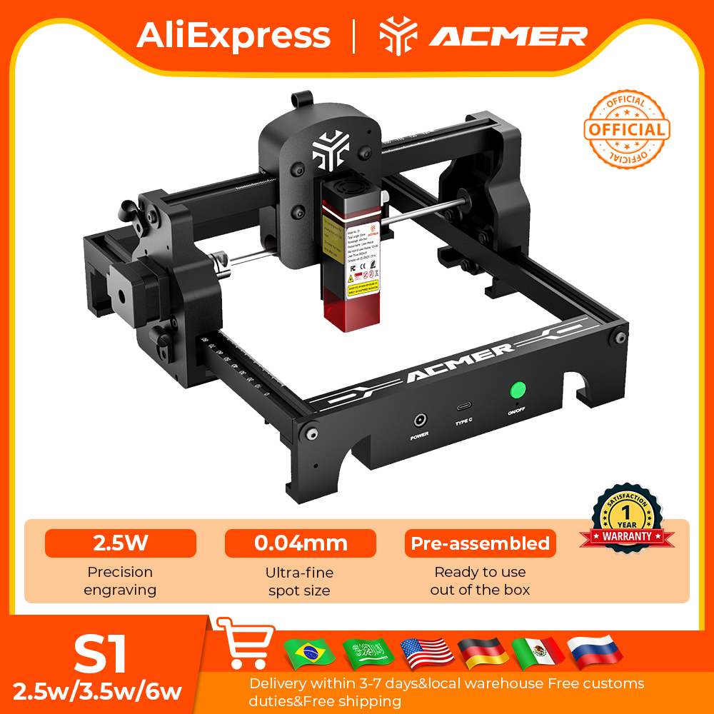 ACMER S1 Mesin Ukiran dan Pemo - Rotary Axis Laser Engraver ulasan dan harga